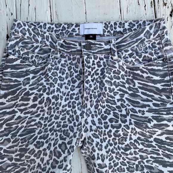 Current/Elliott Jeans Womens 28 Leopard Print Cropped Gray & White - Picture 2 of 6